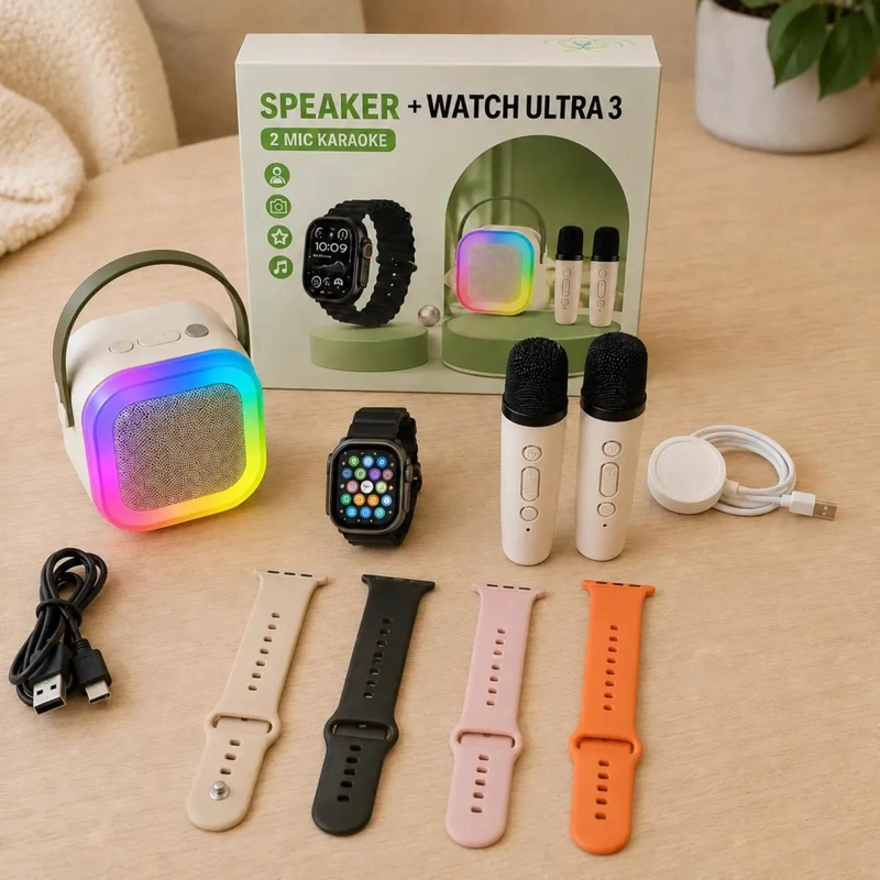 KIT KARAOKE BLUETOOTH CON PARLANTE Y 2 MICROFONOS INALAMBRICOS - 3