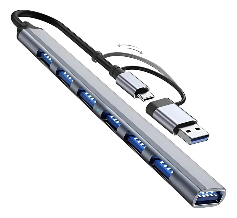 HUB ADAPTADOR USB 3.0 7 PUERTOS TIPO C COMPACTO - 1