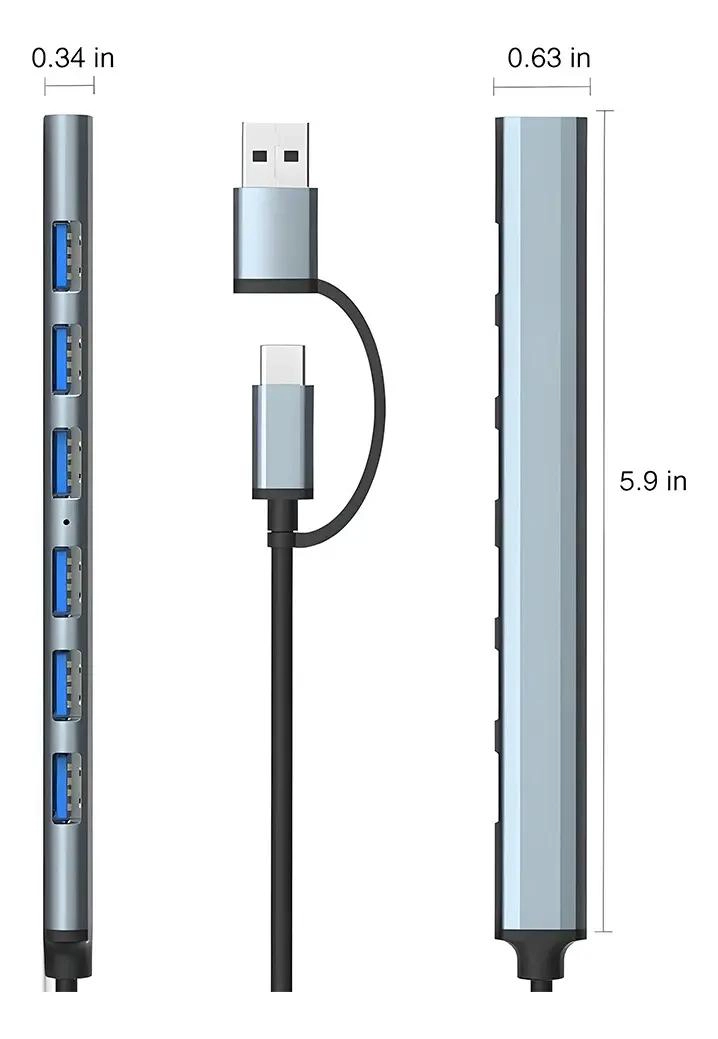 HUB ADAPTADOR USB 3.0 7 PUERTOS TIPO C COMPACTO - 2