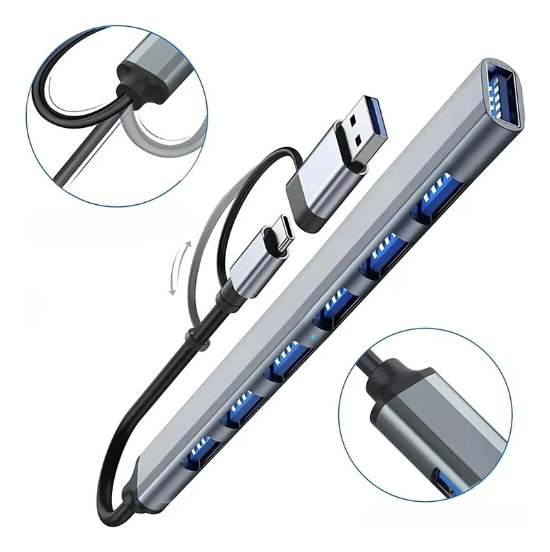 HUB ADAPTADOR USB 3.0 7 PUERTOS TIPO C COMPACTO - 3