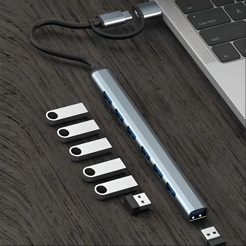 HUB ADAPTADOR USB 3.0 7 PUERTOS TIPO C COMPACTO - 6