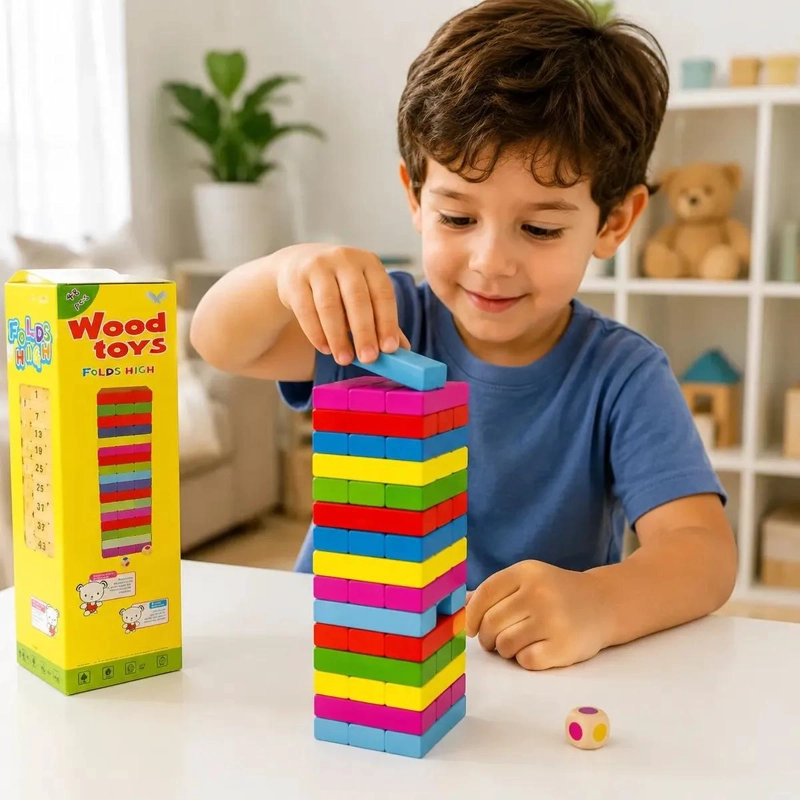 JUEGO DIDACTICO DE BLOQUES DE MADERA 48 PIEZAS MULTICOLOR - 3