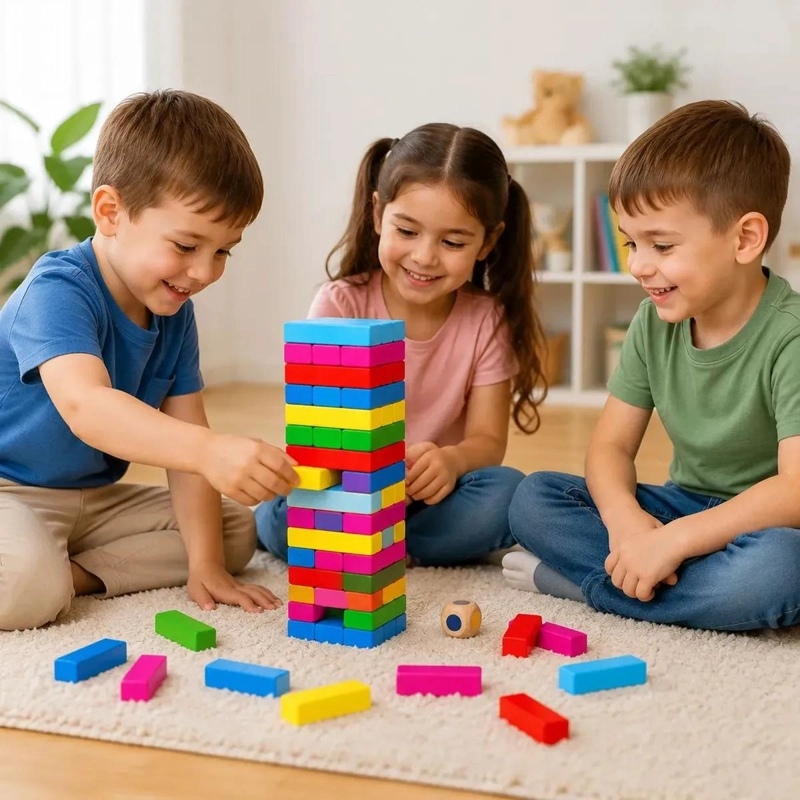 JUEGO DIDACTICO DE BLOQUES DE MADERA 48 PIEZAS MULTICOLOR - 5