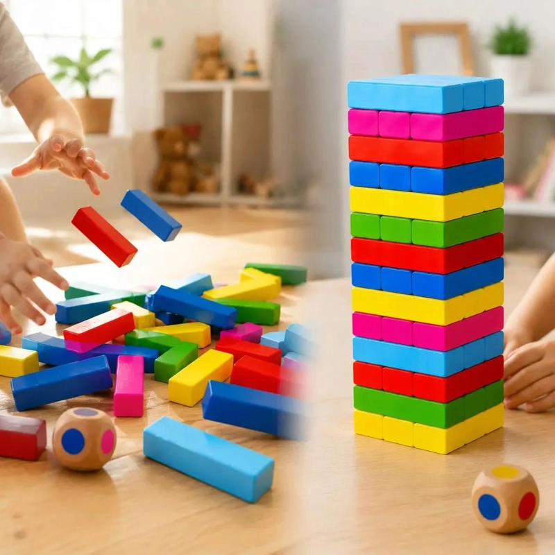 JUEGO DIDACTICO DE BLOQUES DE MADERA 48 PIEZAS MULTICOLOR - 6