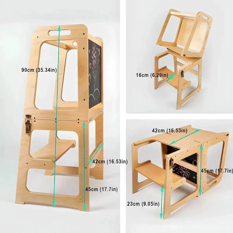 TORRE DE APRENDIZAJE PLEGABLE CON TABLERO PARA NIÑOS - 2