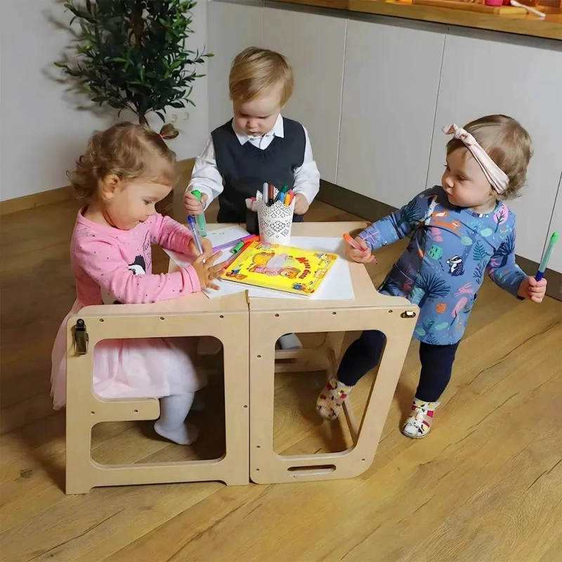 TORRE DE APRENDIZAJE PLEGABLE CON TABLERO PARA NIÑOS - 7