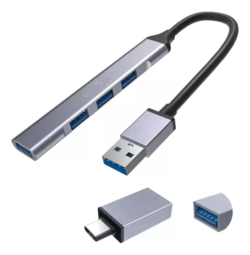 HUB USB TIPO C CON 4 PUERTOS USB 3.0 PARA CONEXIONES RAPIDAS - 1