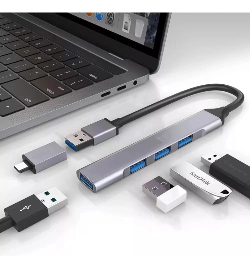 HUB USB TIPO C CON 4 PUERTOS USB 3.0 PARA CONEXIONES RAPIDAS - 3
