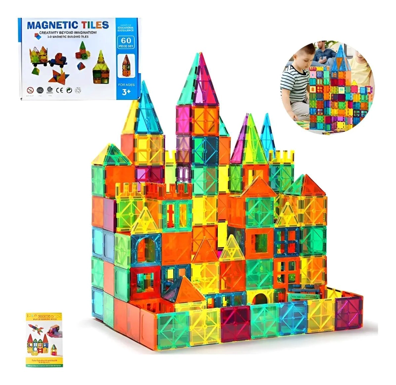 SET DE BLOQUES MAGNE TICOS COLORIDOS PARA CONSTRUCCION 60 PIEZAS - 1
