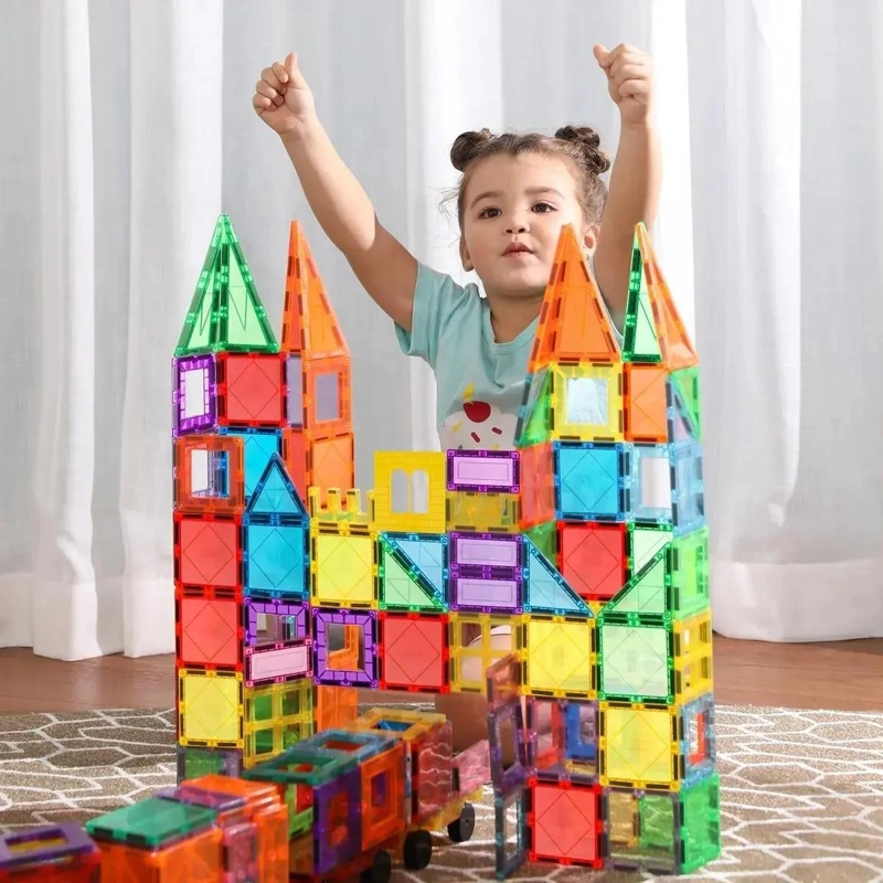 SET DE BLOQUES MAGNE TICOS COLORIDOS PARA CONSTRUCCION 60 PIEZAS - 6