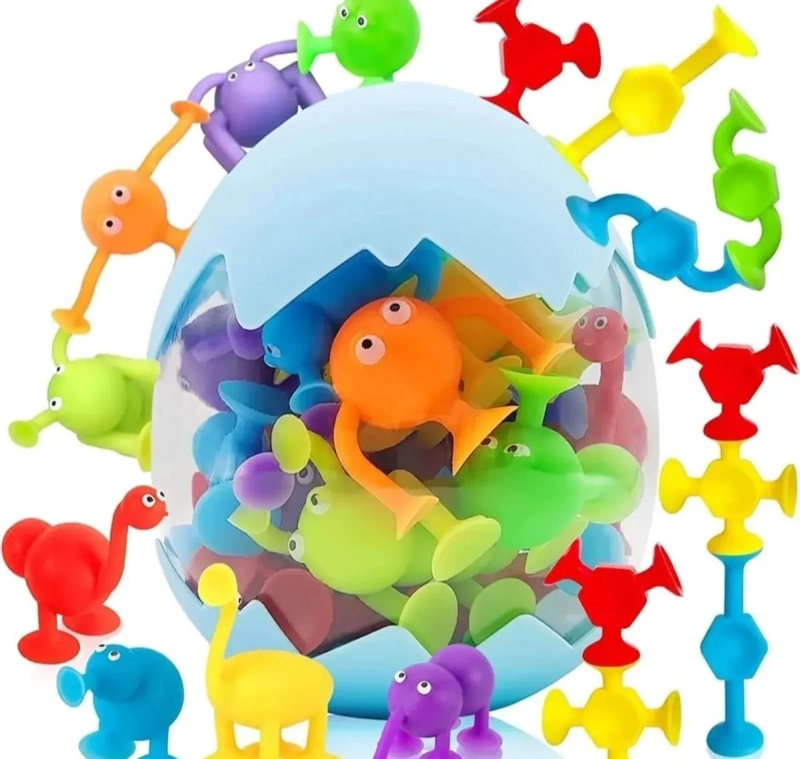 JUGUETES DE SILICONA CON VENTOSA PARA NIÑOS APILABLES - 7