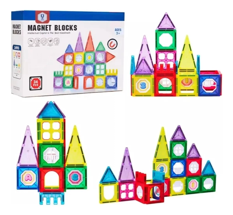 BLOQUES MAGNE TICOS DE CONSTRUCCION 3D PARA NIÑOS 34 PIEZAS - 1