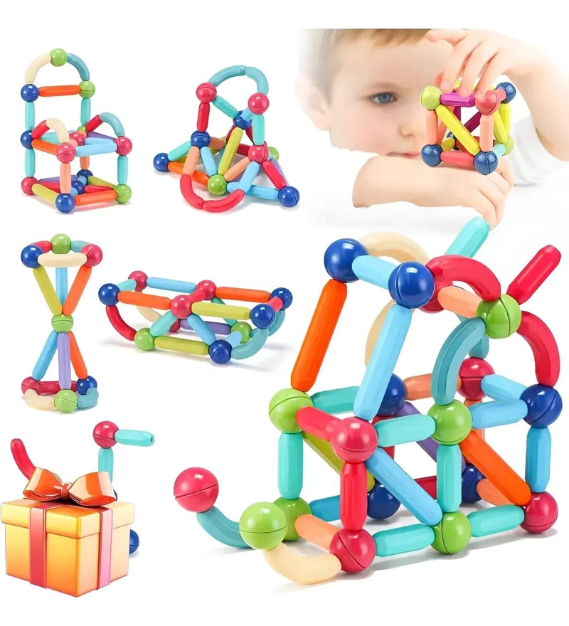 JUEGO DE CONSTRUCCION MAGNE TICO 64 PIEZAS PARA NIÑOS - 6