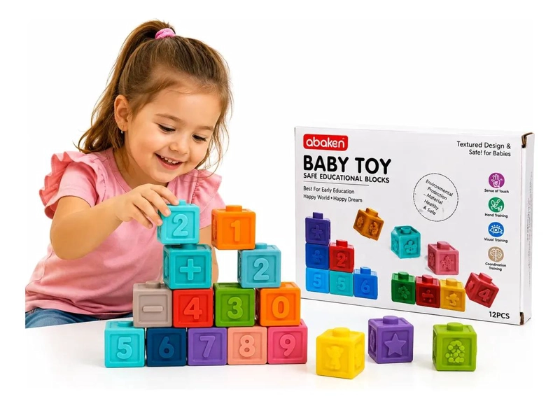 CUBOS DE CONSTRUCCION DE SILICONA PARA APRENDIZAJE INFANTIL - 1