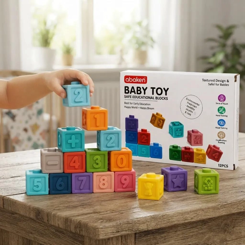 CUBOS DE CONSTRUCCION DE SILICONA PARA APRENDIZAJE INFANTIL - 2