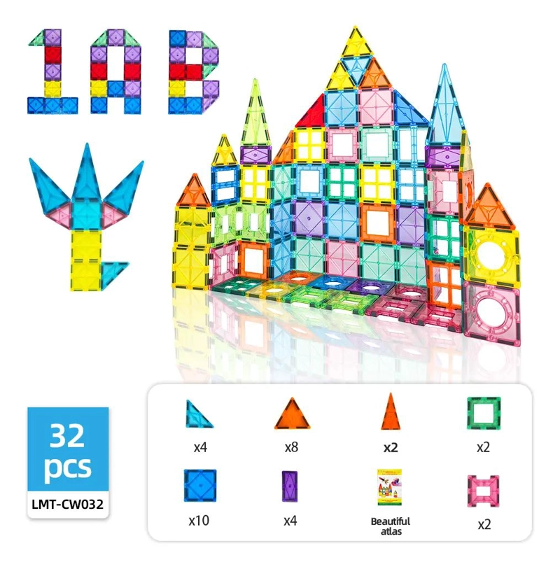 SET DE BLOQUES MAGNE TICOS PARA CONSTRUCCION 32 PIEZAS - 2