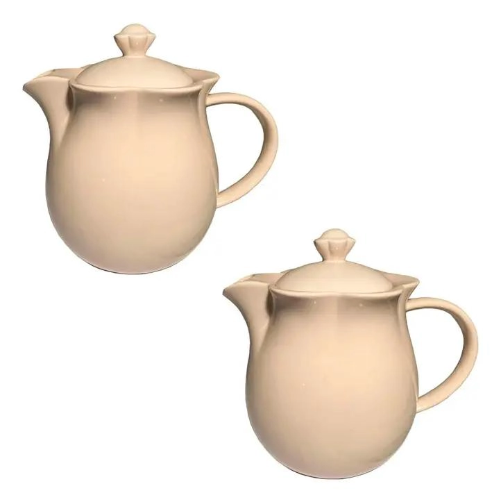 SET DE 2 TETERAS ROSADAS DE PORCELANA PARA TE  E INFUSIONES - 1