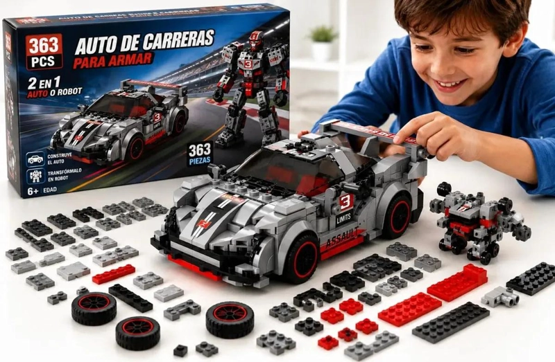 JUEGO DE CONSTRUCCION AUTO DEPORTIVO Y ROBOT 363 PIEZAS - 1