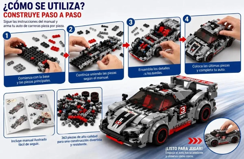 JUEGO DE CONSTRUCCION AUTO DEPORTIVO Y ROBOT 363 PIEZAS - 2