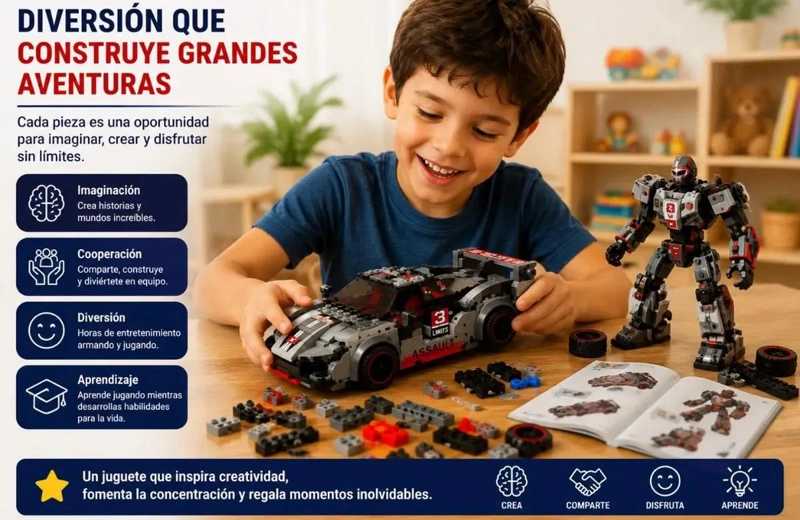 JUEGO DE CONSTRUCCION AUTO DEPORTIVO Y ROBOT 363 PIEZAS - 5