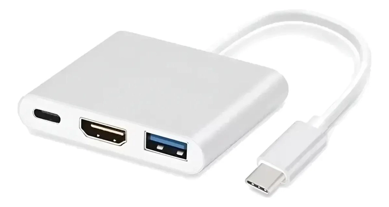 ADAPTADOR HUB 3 EN 1 USB TIPO C A HDMI Y USB 3.0 4K - 1