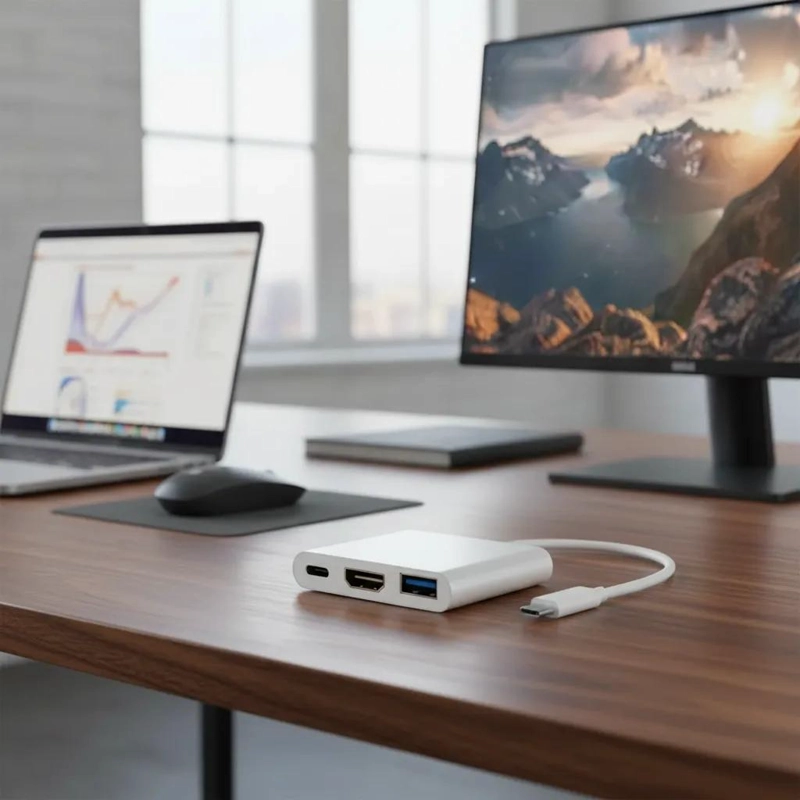 ADAPTADOR HUB 3 EN 1 USB TIPO C A HDMI Y USB 3.0 4K - 2