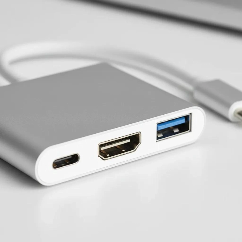 ADAPTADOR HUB 3 EN 1 USB TIPO C A HDMI Y USB 3.0 4K - 4