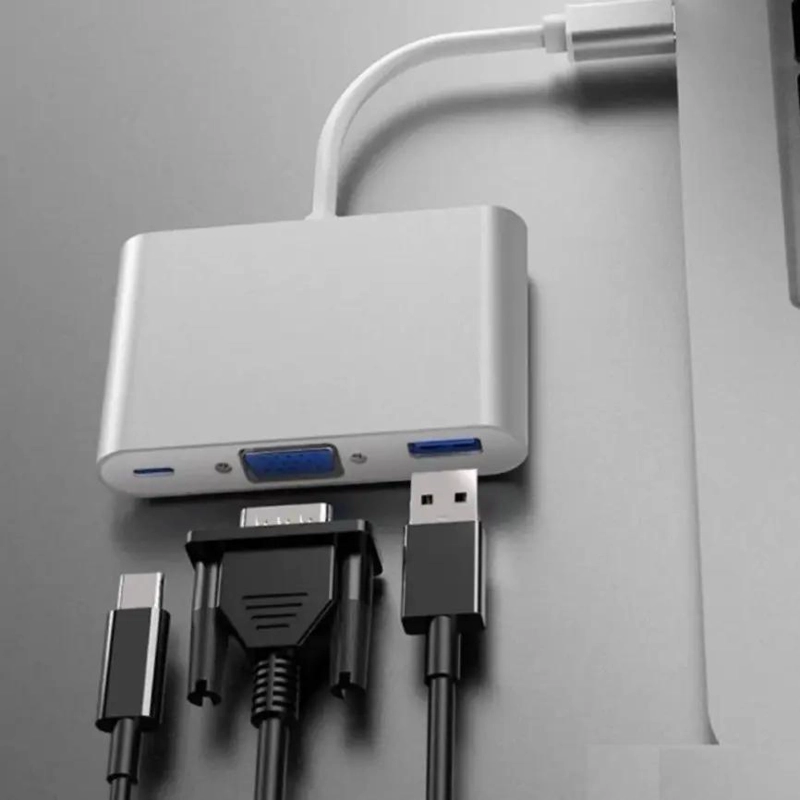 ADAPTADOR HUB TIPO C A VGA 4K Y USB 3.0 - 2
