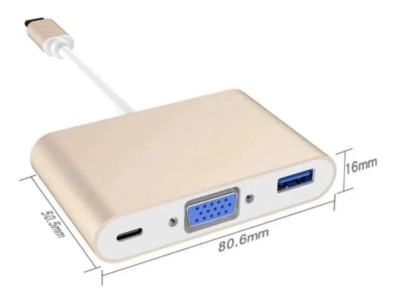 ADAPTADOR HUB TIPO C A VGA 4K Y USB 3.0 - 4