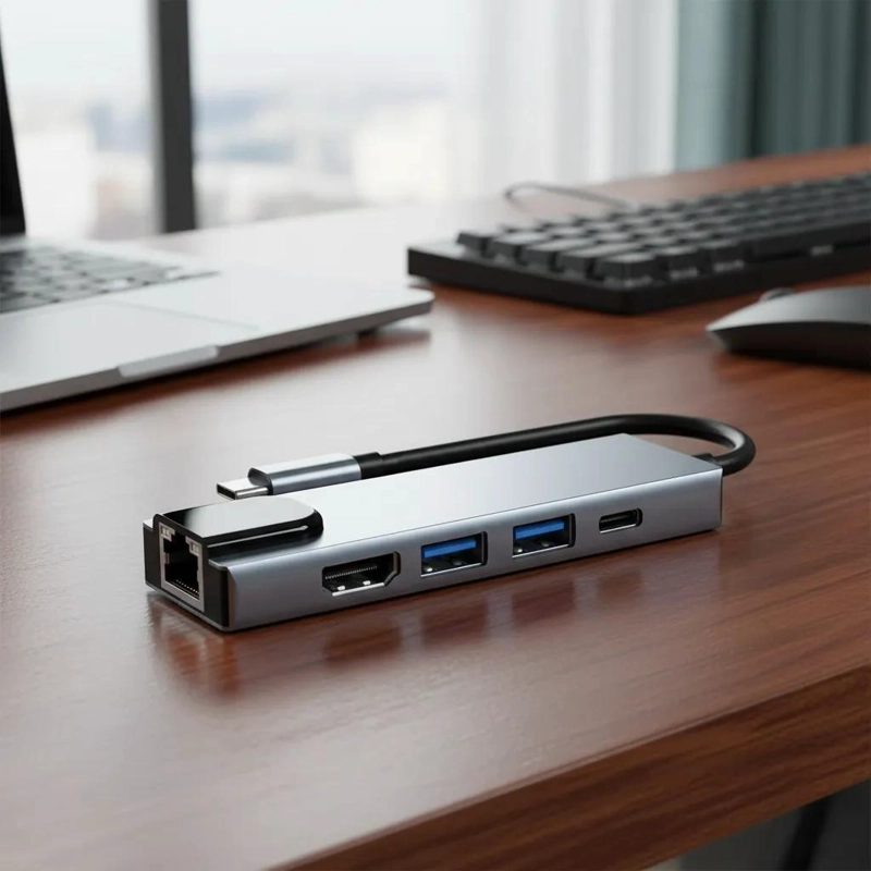 ADAPTADOR HUB USB TIPO C 5 EN 1 CON HDMI Y ETHERNET - 2