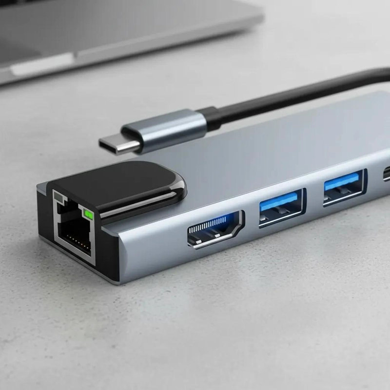 ADAPTADOR HUB USB TIPO C 5 EN 1 CON HDMI Y ETHERNET - 4