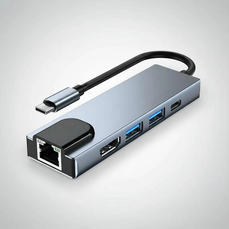 ADAPTADOR HUB USB TIPO C 5 EN 1 CON HDMI Y ETHERNET - 5