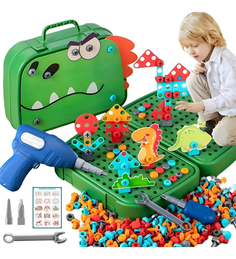KIT DE CONSTRUCCION CREATIVO PARA NIÑOS CON TALADRO Y 230 PIEZAS - 2
