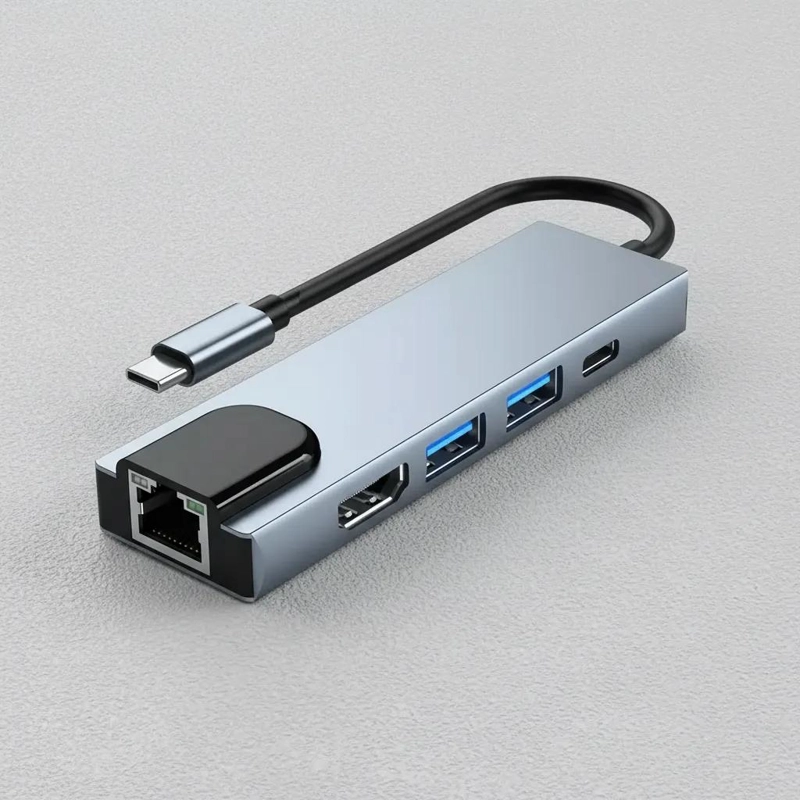 ADAPTADOR USB TIPO C 5 EN 1 CON HDMI Y RED - 5
