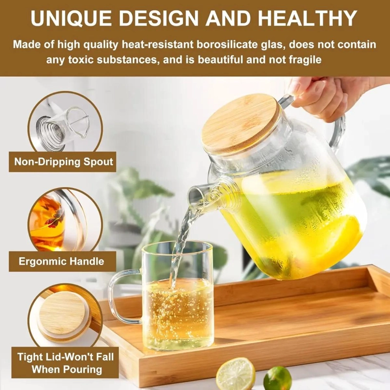 TETERA DE VIDRIO BOROSILICATO DE 34 OZ CON INFUSOR - 5