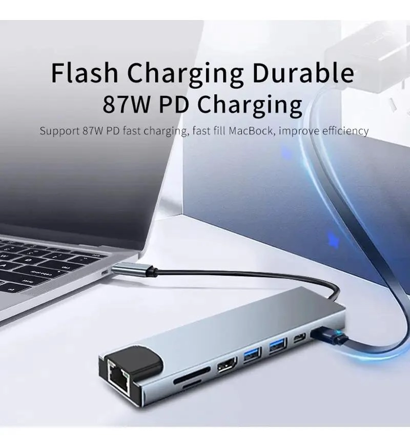 ADAPTADOR USB TIPO C 8 EN 1 PARA CONECTAR DISPOSITIVOS - 7