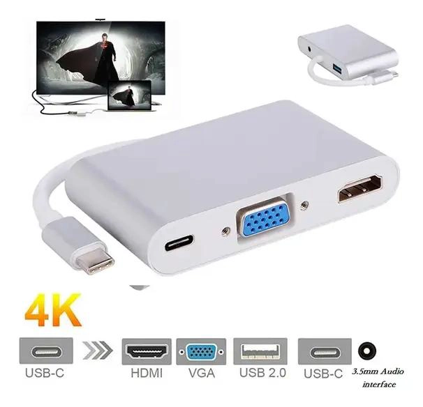 ADAPTADOR USB TIPO C A VGA Y USB 3.0 PARA CONEXIONES 4K - 2