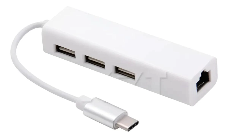 ADAPTADOR USB TIPO C A ETHERNET CON 3 PUERTOS RJ45 - 1