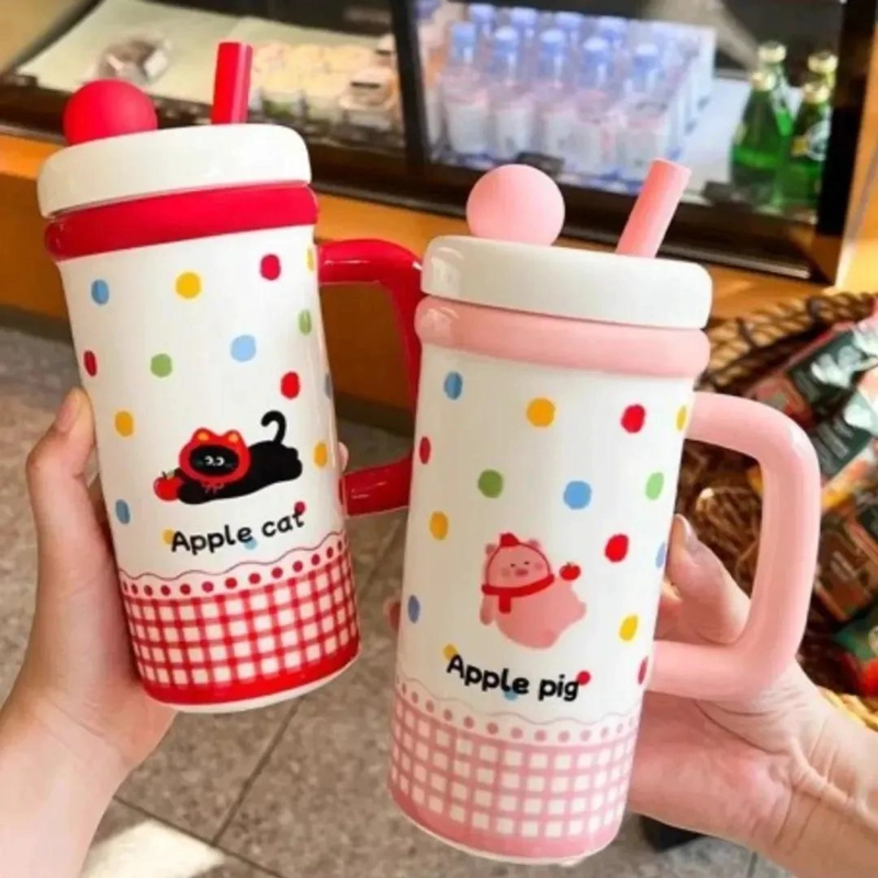 TAZA DE CERAMICA CON DISEÑO DE GATO Y PERRO EN COLOR ROJO - 8