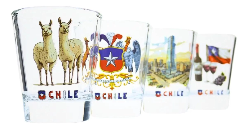 SET DE 4 VASOS SHOT TEQUILA DE 40ML CON DISEÑOS DE CHILE - 2