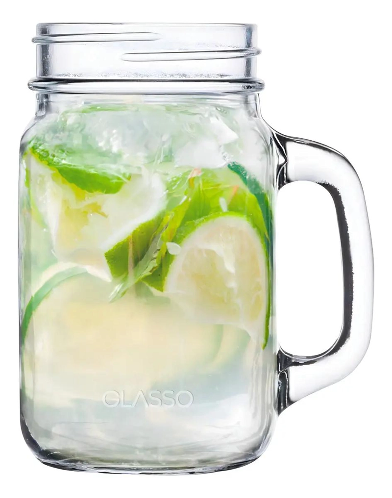 SET DE 4 VASOS MASON JAR DE VIDRIO PARA BEBIDAS - 5