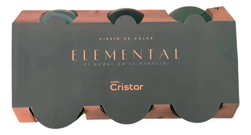 SET DE 6 VASOS DE VIDRIO ELEMENTAL CELESTE 408 ML - 3