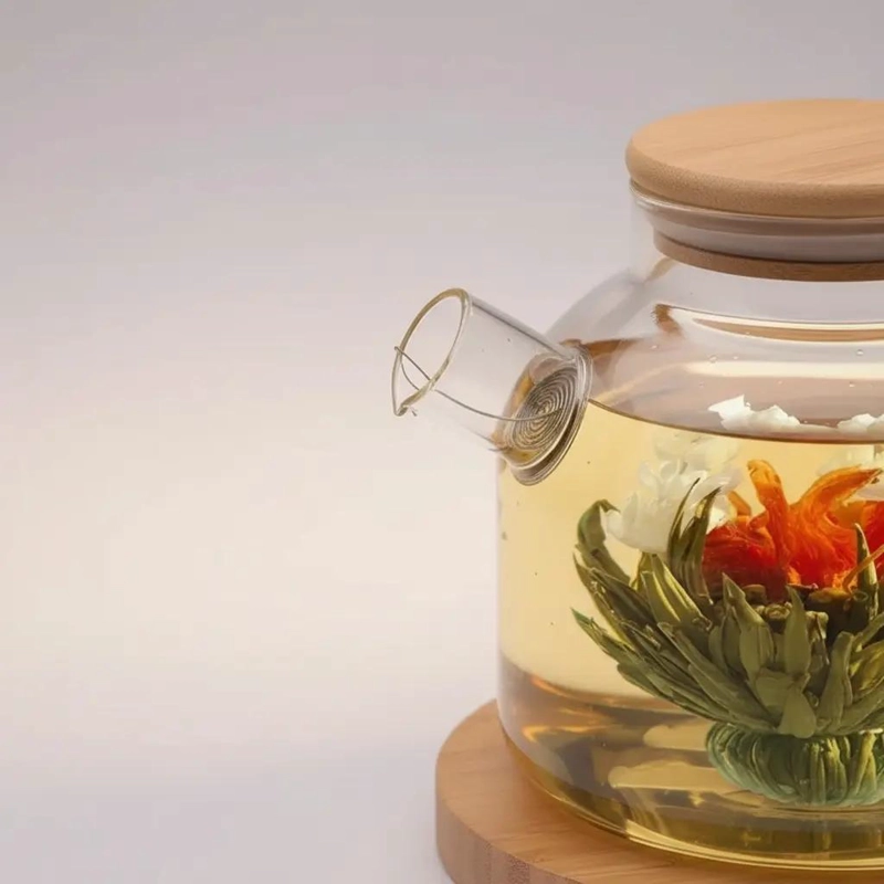 TETERA DE VIDRIO BOROSILICATO 1L CON INFUSOR Y TAPA DE MADERA - 5