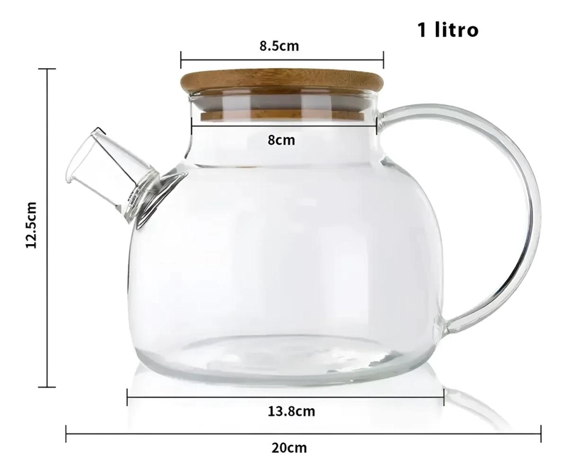 TETERA DE VIDRIO BOROSILICATO 1000 ML RESISTENTE AL CALOR Y FRIO - 2