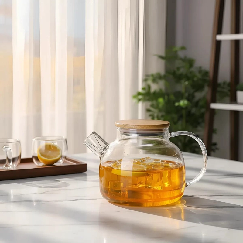 TETERA DE VIDRIO BOROSILICATO 1000 ML RESISTENTE AL CALOR Y FRIO - 6