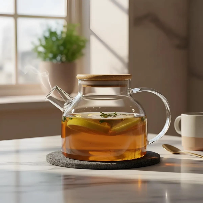 TETERA DE VIDRIO BOROSILICATO 1000 ML RESISTENTE AL CALOR Y FRIO - 7