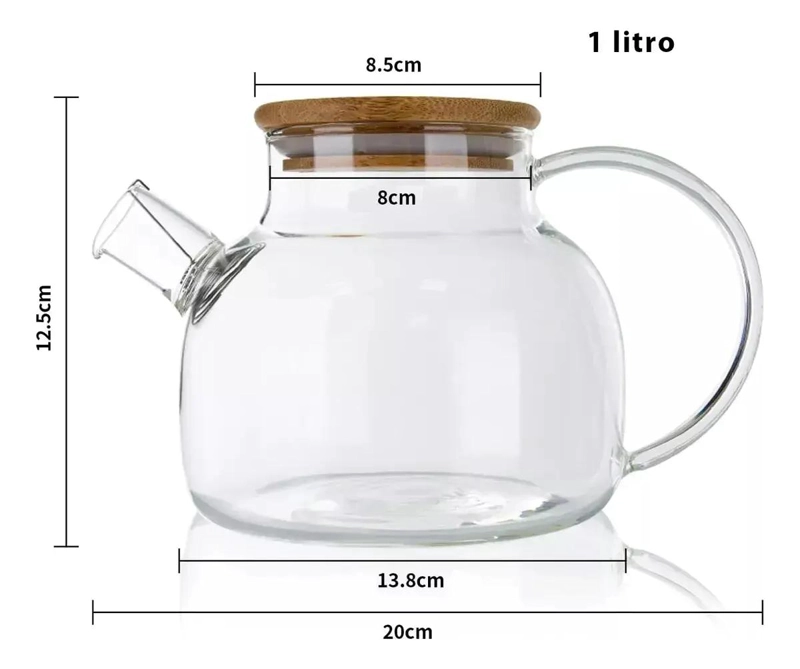 TETERA DE VIDRIO BOROSILICATO 1000 ML RESISTENTE AL CALOR Y FRIO - 2