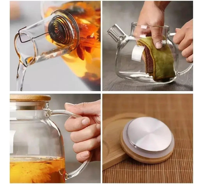 TETERA DE VIDRIO BOROSILICATO 1000 ML RESISTENTE AL CALOR Y FRIO - 4