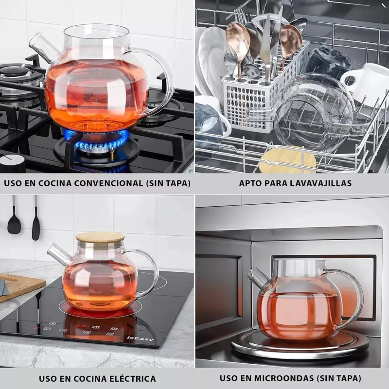 TETERA DE VIDRIO BOROSILICATO 1000 ML RESISTENTE AL CALOR Y FRIO - 5