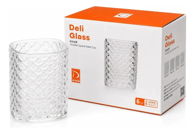 SET DE 6 VASOS DE VIDRIO TEXTURIZADOS DE 200 ML - 2